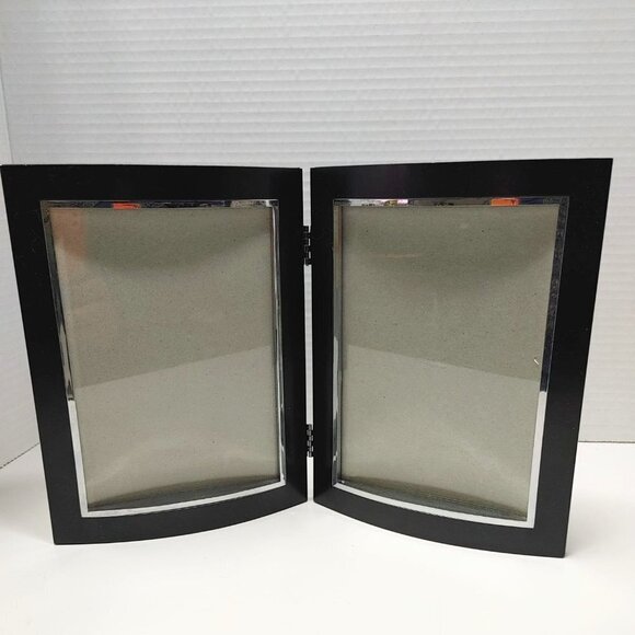 Burnes of boston photo picture frame Black Silver tone 6.5" x 4.5" Doble Frame - Picture 1 of 8